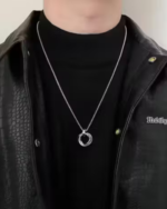 Stylish Trending Hot Lnrueg Ring Pendant Necklace – Casual Fashion Triple Circle Charm Necklace for Men & Women - Image 3