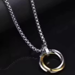 Stylish Trending Hot Lnrueg Ring Pendant Necklace – Casual Fashion Triple Circle Charm Necklace for Men & Women