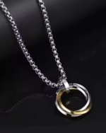 Stylish Trending Hot Lnrueg Ring Pendant Necklace – Casual Fashion Triple Circle Charm Necklace for Men & Women
