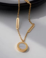 Anti Tarnish Stainless Steel Gold Roman StylishChain Necklace - Image 3