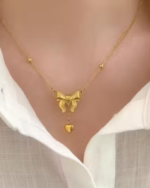 Premium Quality Anti Tarnish Stainless steel Gold Plated Chain with bow knot heart drop Pandent for women and girls - Image 3