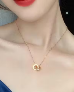 Trendy Anti-Tarnish Roman Pendant With Gold-plated Chain For Women & Girls