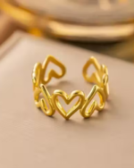 18K Gold Plated Waterproof Adjustable Heart Ring for Women | Anti-Tarnish Stylish Finger Ring