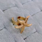 Adjustable starfish anti tarnish waterproof ring for women and girls