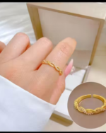 Elegant Twisted Gold- Plated Adjustable Ring - Image 2