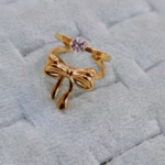 Anti tarnish water proof bow adjustable ring for women