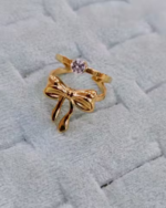 Anti tarnish water proof bow adjustable ring for women