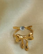 Anti tarnish water proof bow adjustable ring for women - Image 2