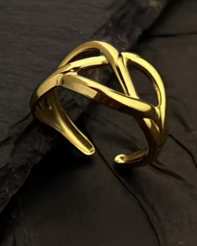 Untitled design - 2026-01-12T002429.974 Rings For Women Girls Anti Tarnish Waterproof Daily Wear Adjustable Open Gold Ring Stylish Finger Ring Gift - Image 1