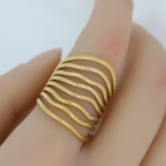 Rings For Women Girls Anti Tarnish Waterproof Daily Wear Adjustable Open Ring Finger Ring Statement Ring Gold Multi Layered Ring