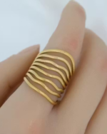 Rings For Women Girls Anti Tarnish Waterproof Daily Wear Adjustable Open Ring Finger Ring Statement Ring Gold Multi Layered Ring