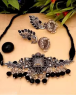 Alisha oxocraft Black Pearl AD Jewellery Set oxidized jewellery set