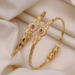 An elegant micro gold–plated brass bangle set adorned with sparkling American diamonds.