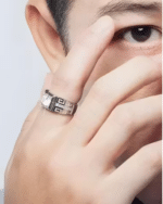 Silver Plated Solitaire Adjustable Ring for Men Stainless Steel Zircon Silver Plated Ring