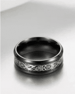 Ring Men's Shine Rings Wedding Bands Ring for Men, Boy and women Grade 3016 Stainless Steel Jewelry Gift Comfort Fit (Pack of 1 - Black, Silver) - Image 2