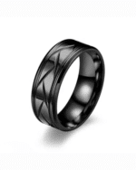 Thrillz Black Michelin Ring | Simple Stainless Steel Ring | Mens Black Ring | Minimalist Black Ring | Mens Black Band | Gift for Him - Image 3
