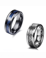 Men's Shine Rings Wedding Bands Ring for Men, Boy and women Grade 3016 Stainless Steel Jewelry Gift Comfort Fit (Pack of 2 - Silver, Blue)