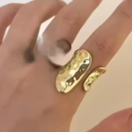 New Korean fashionable Gold-plated Hand & Finger Ring for Women & Girls | Minimalist Gold Color Wide Ring for Women Couples Vintage Punk Metal Geometric Design by Dazlon.