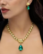Anti-Tarnish EmeraldCrystal Necklace Set with Matching Earrings | Gold-Plated Alloy | Ethnic & Western Party Jewellery | Perfect Gift for Girlfriend & Wife - Image 2