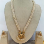 Premium quality golden plated pearl beaded micro mala set