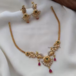 South Indian matte finish jewellery necklace set with Earrings