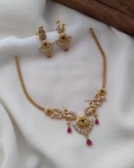 South Indian matte finish jewellery necklace set with Earrings