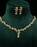 An elegant brass designer jewellery set with premium gold plating, crafted especially for women.