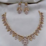 A premium quality matte-finish AD stone necklace set with earrings, crafted for timeless elegance.