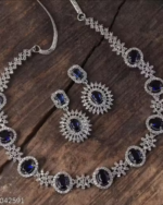 Trendy and Beautiful American Diamond Necklace With Earrings for girls and women - Image 2